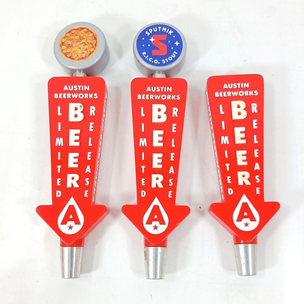 Austin Beerworks Limited Release Beer Tap Handles Set of 3 Red Arrow Sputnik